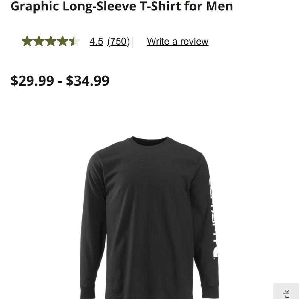 Carhartt Black Long Sleeve Tee Classic Design